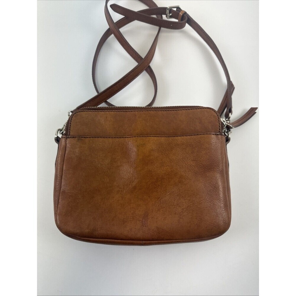 Fossil Sydney Mini Crossbody Bag Purse Smooth Tan Leather Zip Around Adjustable - Picture 4 of 16